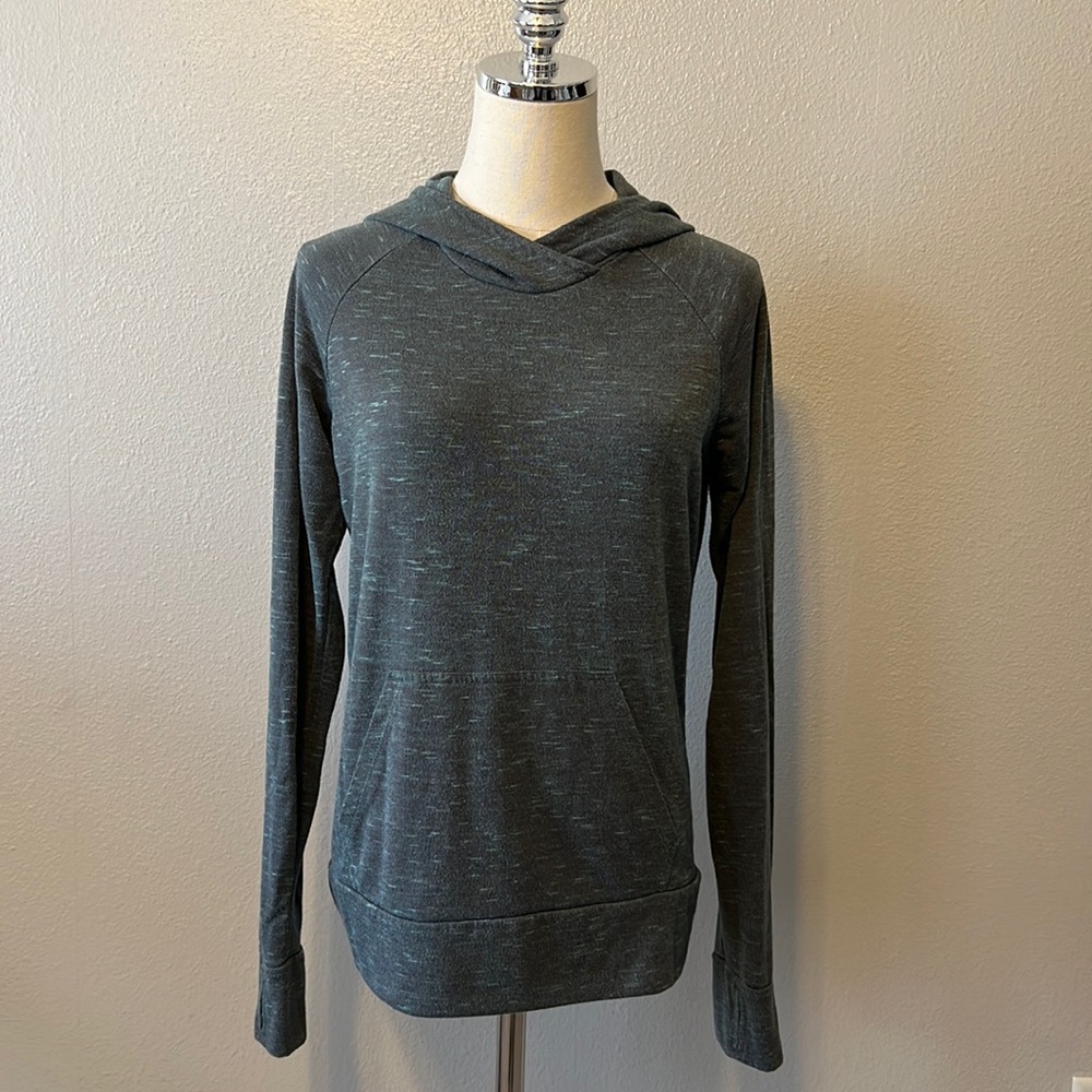 Cory Vines Hooded Pullover Athletic Heathered Green/Gray Long Sleeve Size M